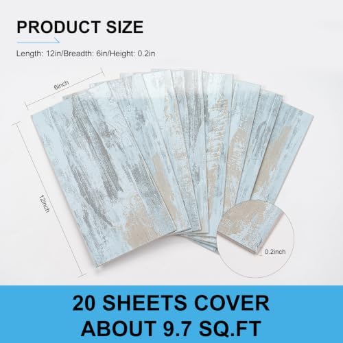 6" x 12" Aged Teal Peel and Stick Backsplash Wall Tiles, PVC Faux Stone Stick - Image 4