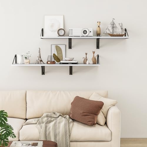Heimlove 16W x 12D Deep Floating Shelves Set of 3 White - Image 6