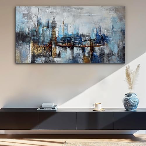 Pogusmavi Large Wall Art for Bedroom Abstract City View Canvas Art Modern Home - Image 2