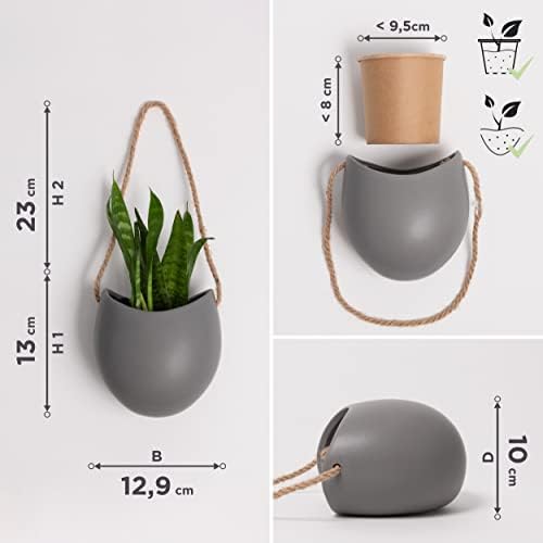 Kazai. Wall Planters -Ellie- | Hanging Ceramic Plant Pots 3 Pieces | Wall - Image 5