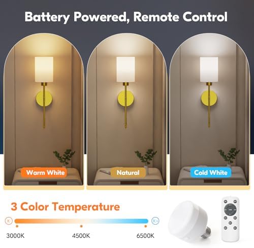 NIORSUN 20.67 inch Battery Operated Wall Sconce Set of 2, 9 Colors Wireless - Image 2
