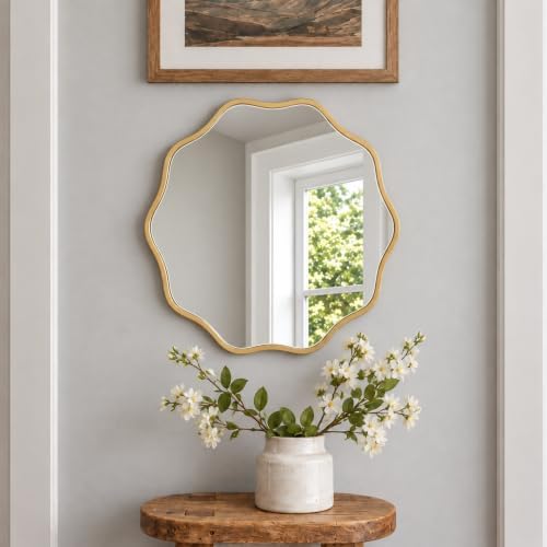 PERFNIQUE Gold Scalloped Mirror, Decorative Modern Wall Decor - Image 6