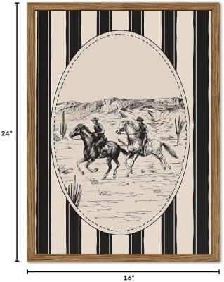 Western Cowboy Drawing Wall Art Black and white Cowboy Stripe Wall Decor - Image 7
