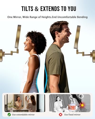 10" Wall Mounted Lighted Makeup Vanity Mirror Swing Arm 1/5X Magnifying - Image 6