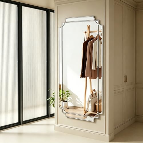 59"x30" Large Geometric Beveled Mirror - Image 2