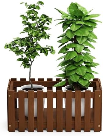 Furinno TIOMAN Planter Box, Hardwood Slat Style Flower Box, Rectangular Garden - Image 5