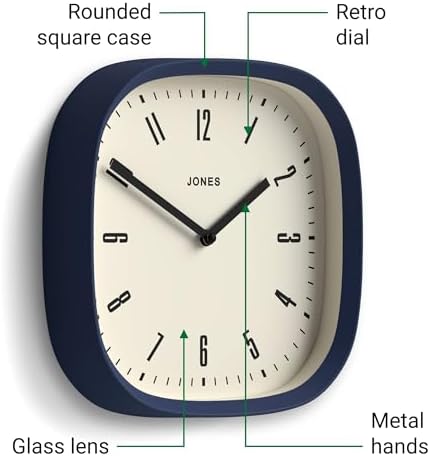 JONES CLOCKS® Marvel wall Clock | Modern Retro Rounded Square Clock | 10" | - Image 6