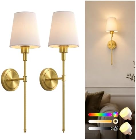 Battery Operated Wall Sconce: Set of 2 Wireless Wall Light 12000mAh by DORESshop