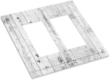 Decorative Outlet Covers Rustic White Grey Wood Grain 2 Gang Double GFCI Rocker - Image 3