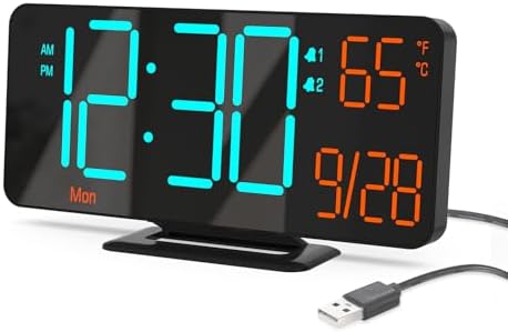 KOSUMOSU Alarm Clocks for Bedrooms, 6.7" Black Small Digital Clock LED by KOSUMOSUTECHNOLOGY