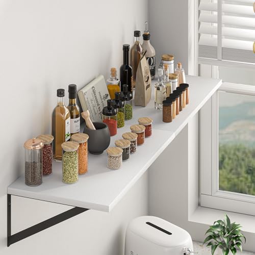 Heimlove 40W x 12D Deep Floating Shelves Set of 2 White - Image 2