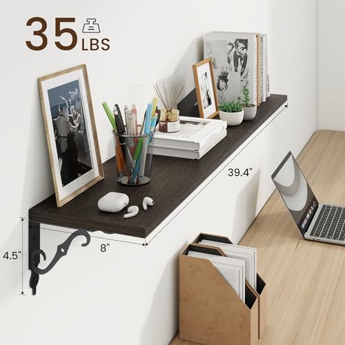RICHFOCUS Floating Shelves for Wall Decor, 39.4W x 8D Shelves Set of 2 - Image 3