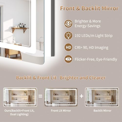 BEAUTYPEAK 30"x48" LED Bathroom Mirror - Image 2
