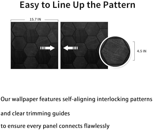 Black Peel and Stick Wallpaper Self Adhesive 3D Hexagon Geometric - Image 3