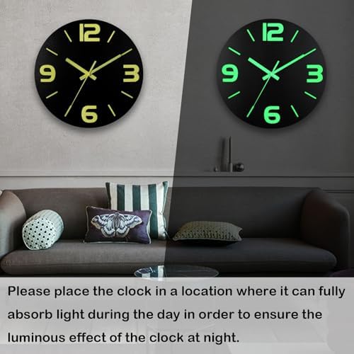 HZDHCLH Wood Wall Clock Glow in The Dark, Luminous Wall Clocks - Image 5