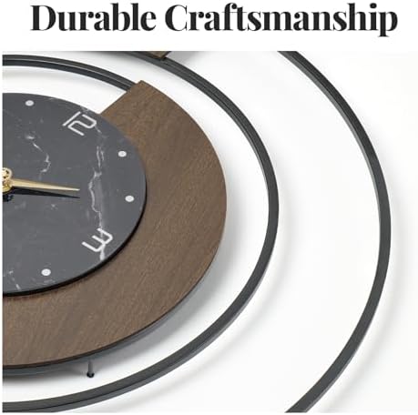 Cuspin 24 Inch Wall Clock Modern Walnut Marble Dial Large Decorative Clock - Image 5
