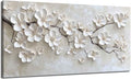 Large White Flower Canvas Wall Art Texture Plant Floral painting Decor Pictures by ZDFFDZWallArtwelcomesyou