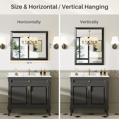 Briivue Black Metal Framed Bathroom Wall Mirror, 24x32 Inch - Image 6