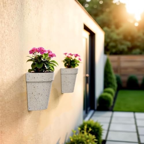 Asnext 2 Pack Wall Planter, 7.5 Inch Wall Haning Planter, Speckled White - Image 4