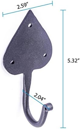 Renovators Supply Manufacturing Spade Single Coat Hook, Cast Iron Black Powder - Image 3