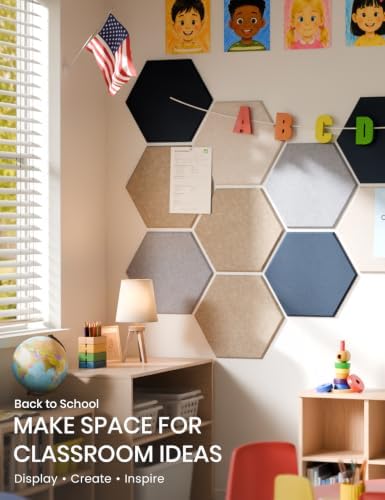 Fluxynara 12-Pack Hexagon Felt Bulletin Board Tiles, Nordic Slate-1 - Image 5