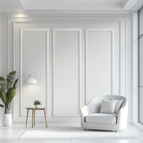 3 Set Peel and Stick Wall Molding Kit, Pre Cut Wainscoting Panels by TRAIN2ART