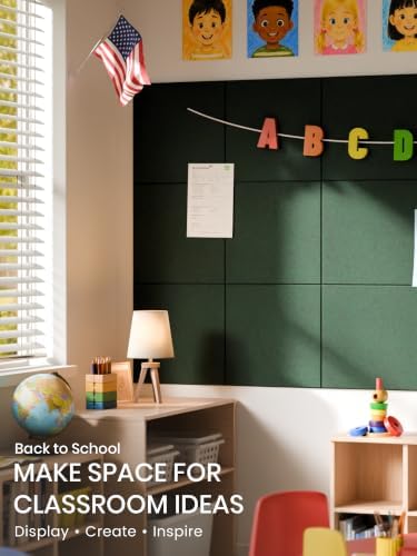 Bumusty 36"x 24" Large Felt Bulletin Board Tiles, Pine Green - Image 5