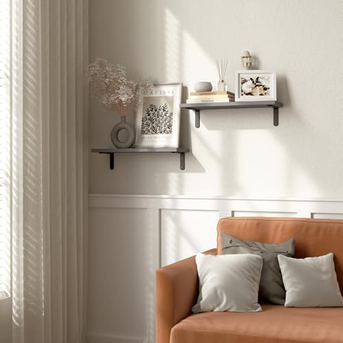 RICHER HOUSE Rustic Wood Floating Shelves, 2-Set Wall Mounted Shelves - Image 4