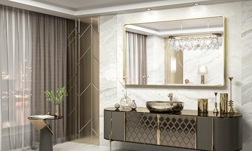 TokeShimi 60 x 36 Inch Brushed Gold Bathroom Vanity Mirror - Image 2