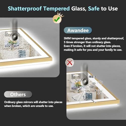 40x32 Gold LED Bathroom Mirror - Image 7