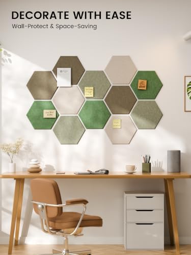 Fluxynara 12-Pack Hexagon Felt Bulletin Board Tiles, Moss Haven-1 - Image 6