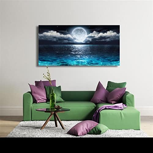 Wall Art Moon Sea Ocean Landscape Picture Canvas Wall Art Print Paintings - Image 7