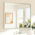 TETOTE Bathroom Mirror for Over Sink Brushed Nickel Beveled Frame 42" x 36" by TETOTE