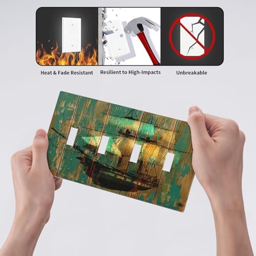 Light Switch Covers Rustic Green Wood Grain Sailboat Quad Toggle 4 Gang Wall - Image 6