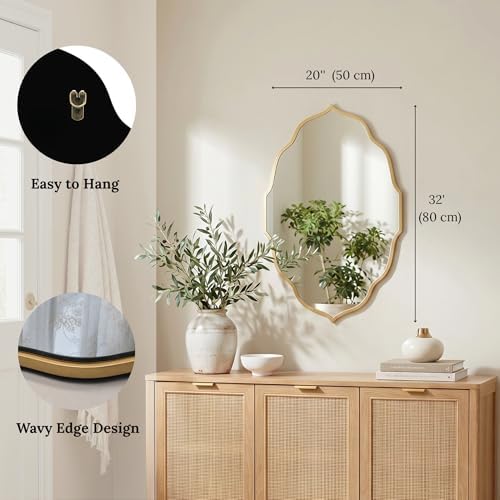 PERFNIQUE Gold Scalloped Wall Mirror, Large Decorative Mirror - Image 2