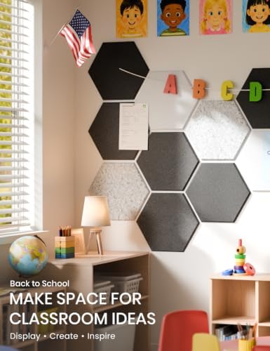 Fluxynara 12-Pack Hexagon Felt Bulletin Board Tiles, Concrete Echo-1 - Image 5