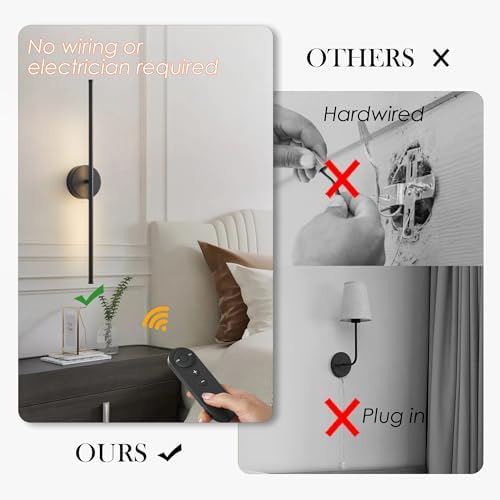 KARTOOSH Battery Operated Wall Sconces Set of Two Wireless Wall Lights - Image 2