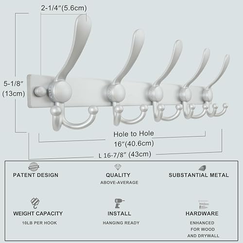 Dseap Coat Rack Wall Mount, Heavy Duty 12-Gauge Base vs Flimsy 1mm, - Image 3