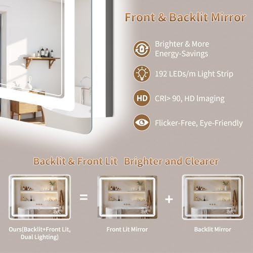 BEAUTYPEAK 30"x40" LED Bathroom Mirror - Image 2