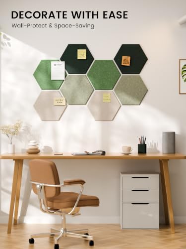 Fluxynara 8-Pack Hexagon Felt Bulletin Board Tiles, Sagewood-1 - Image 6