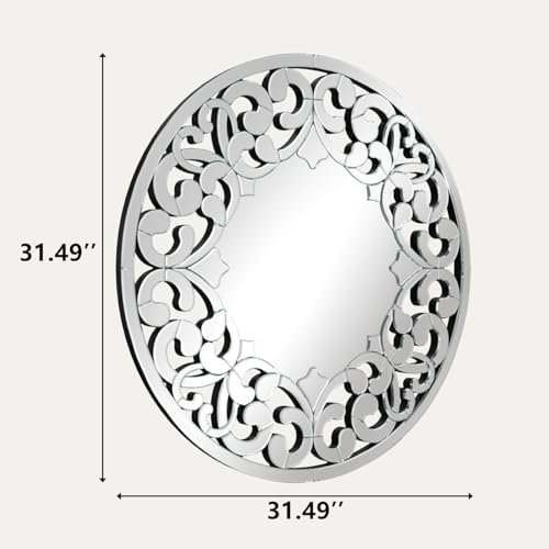 KOHROS Round Wall Mirror 32 Inch Modern Silver Decorative Mirror - Image 3