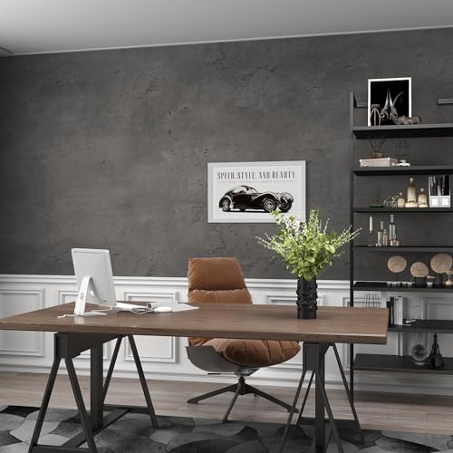 16"×118" Dark Grey Black Concrete Wallpaper Peel and Stick 3D Matte Textured - Image 6