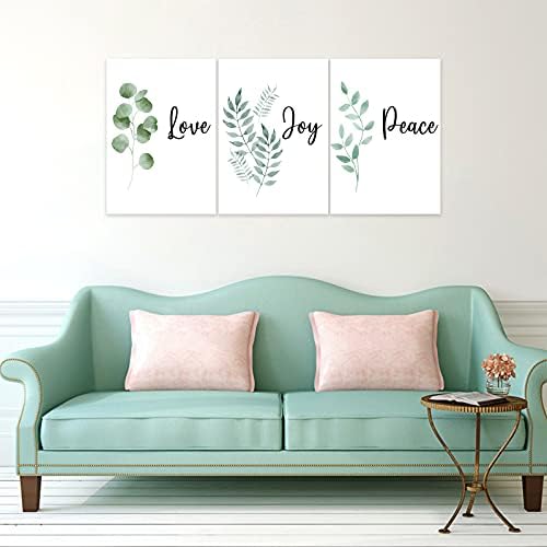 3 Piece Inspirational Wall Art, Quotes "Love Joy Peace" Canvas Print - Image 3
