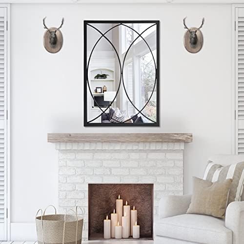HQiJun Black Rectangle Wall Mirror, Farmhouse Decorative Mirror - Image 4