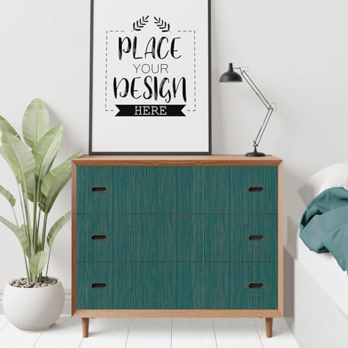 Teal Grasscloth Peel and Stick Wallpaper Texture Contact Paper 15.7" X 120" - Image 4