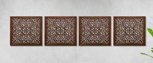 The Wooden Town Kashmiri Wall Decor Set of 4, 16x16 Wooden Panels - Image 6
