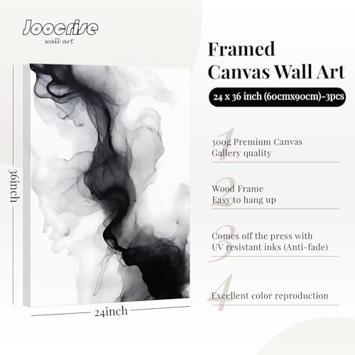 Black White Abstract Wall Art Decor Set of 3 Modern Wall Art Minimalist Canvas - Image 2
