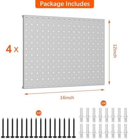 TORACK 4 PCS 12"x16" Metal Pegboard Panels - Image 4