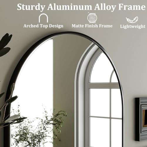 HARRITPURE 20"x30" Arched Bathroom Mirror Wall Mounted Black Arch Mirror - Image 4