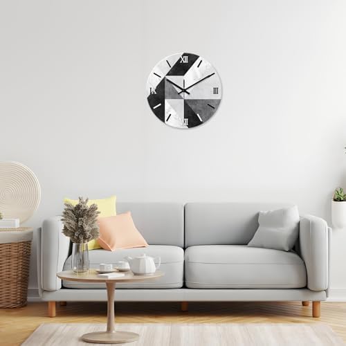 Modern Marble Wall Clock Battery Operated 20 Inch Silent Non-Ticking - Image 2